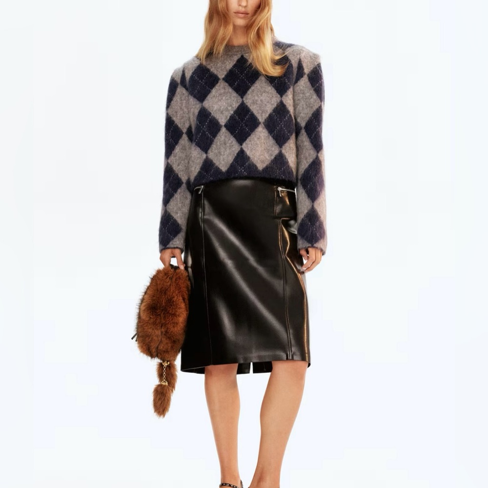 H&M Edition A/W 2025 Mohair Blend Sweater(dark blue/argyle) XL. NWT